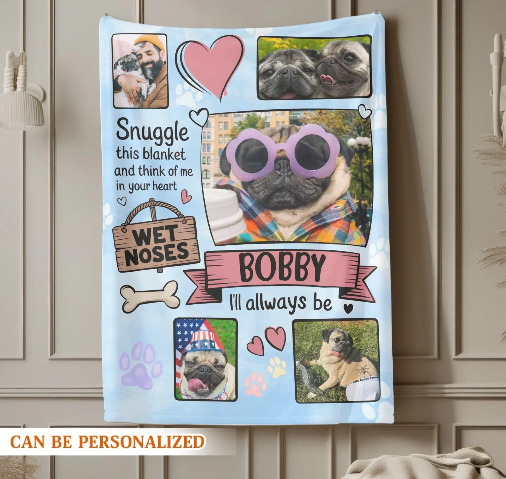Personalized Blankets Snuggle This Blanket And Think Of Me - Personalized Dog Photo Collage Custom Blanket