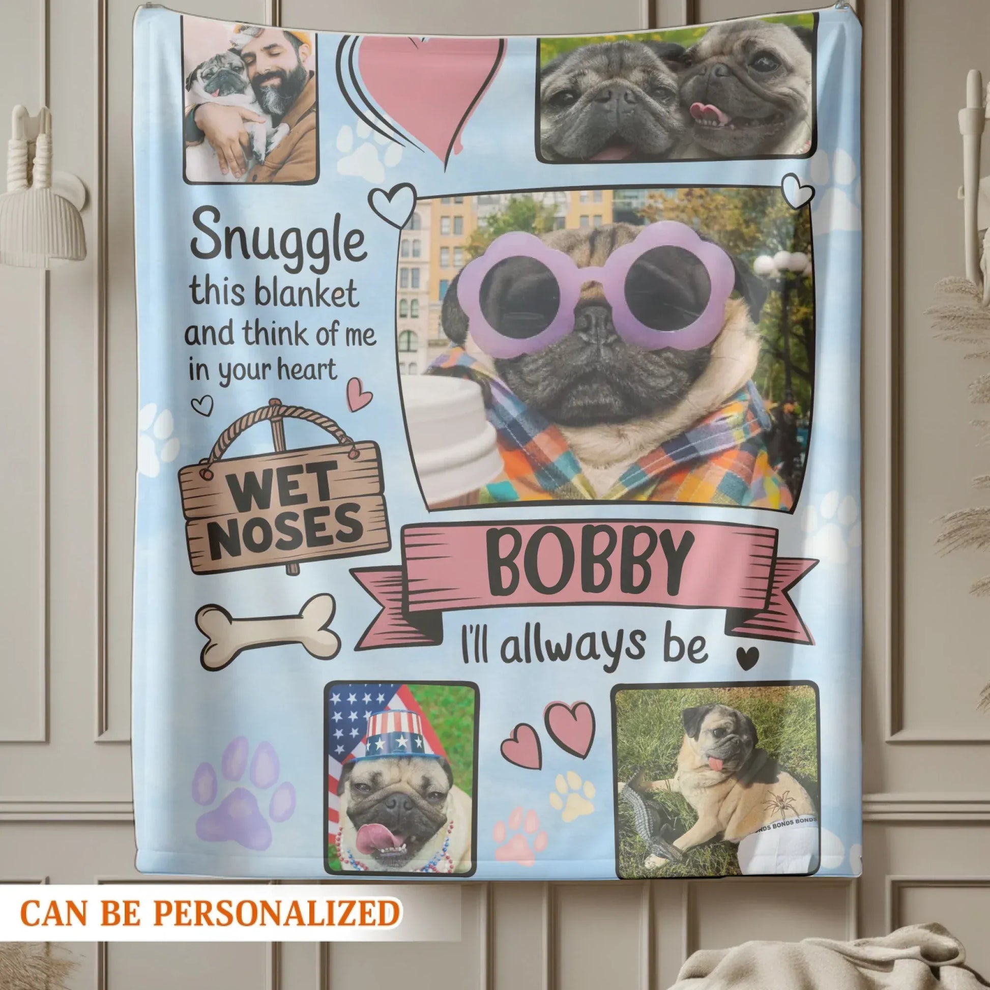 Personalized Blankets Snuggle This Blanket And Think Of Me - Personalized Dog Photo Collage Custom Blanket