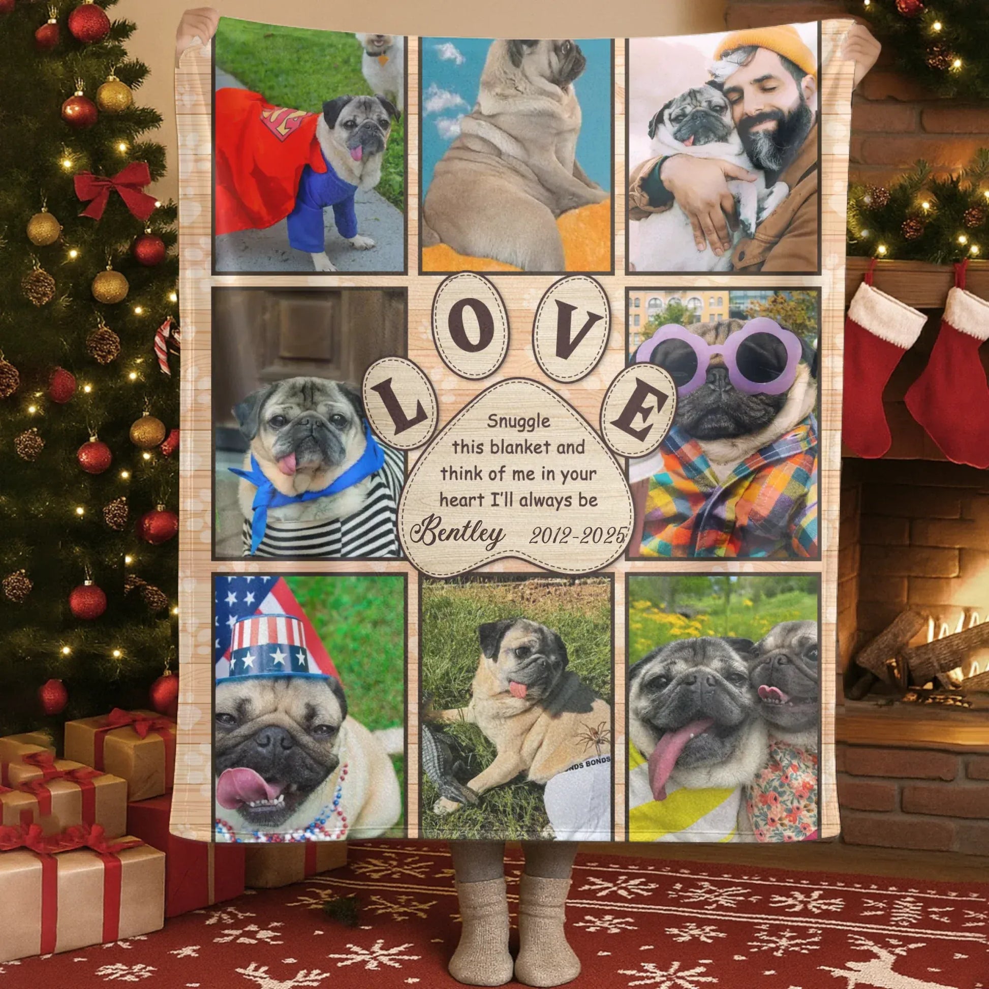 Personalized Blankets Blanket Custom KNT / White / 30x40in / 76x101cm Snuggle This Blanket And Think Of Me - Personalized Pug Memorial Custom Blanket