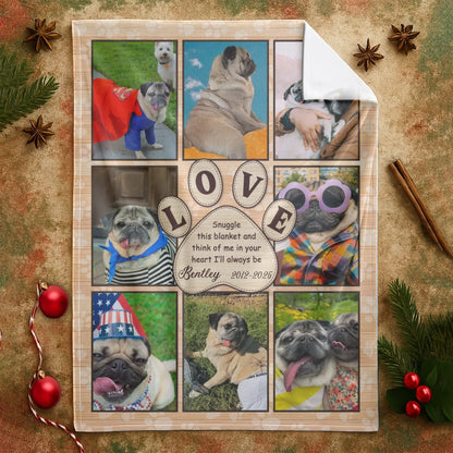 Personalized Blankets Snuggle This Blanket And Think Of Me - Personalized Pug Memorial Custom Blanket