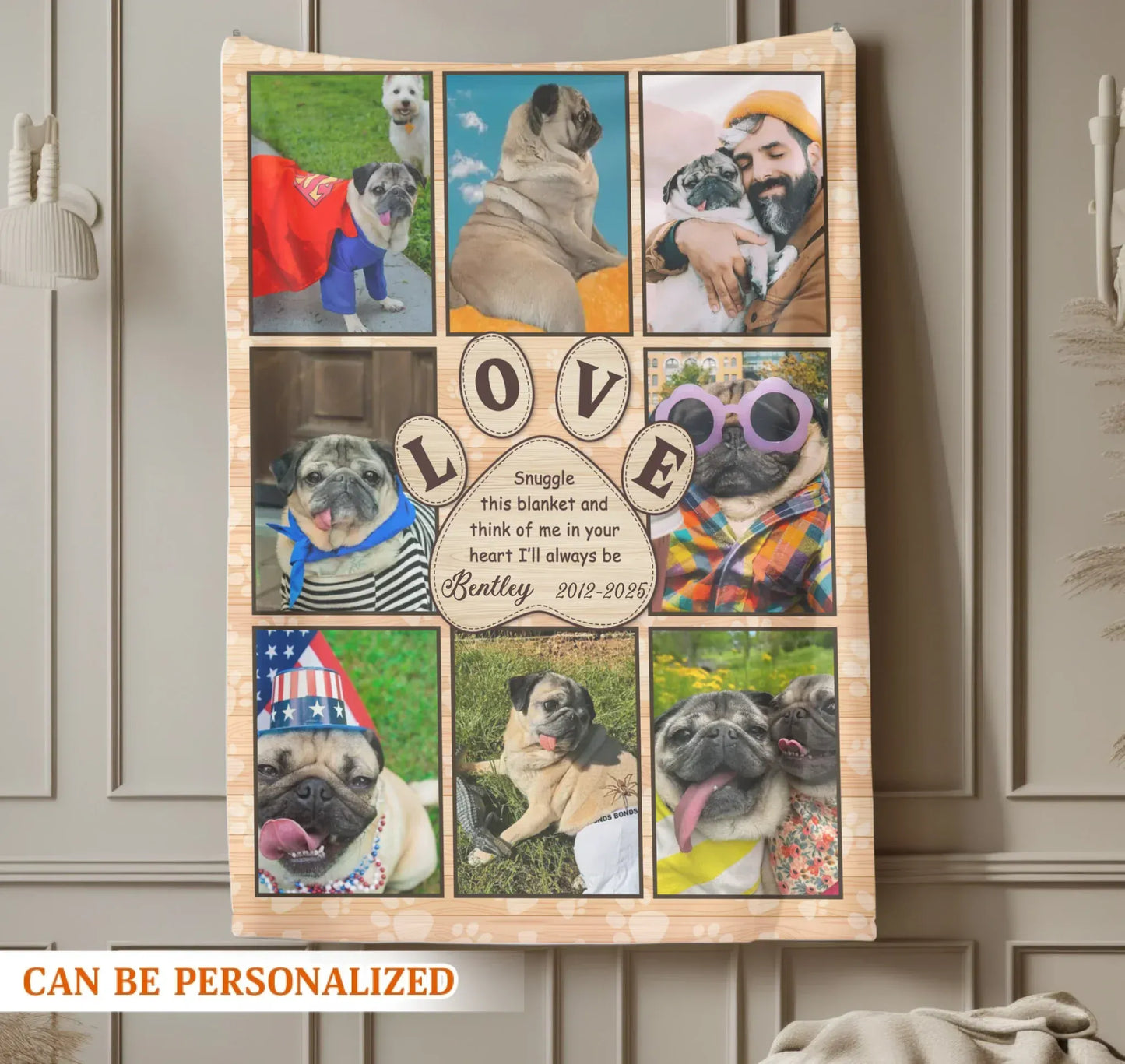 Personalized Blankets Snuggle This Blanket And Think Of Me - Personalized Pug Memorial Custom Blanket