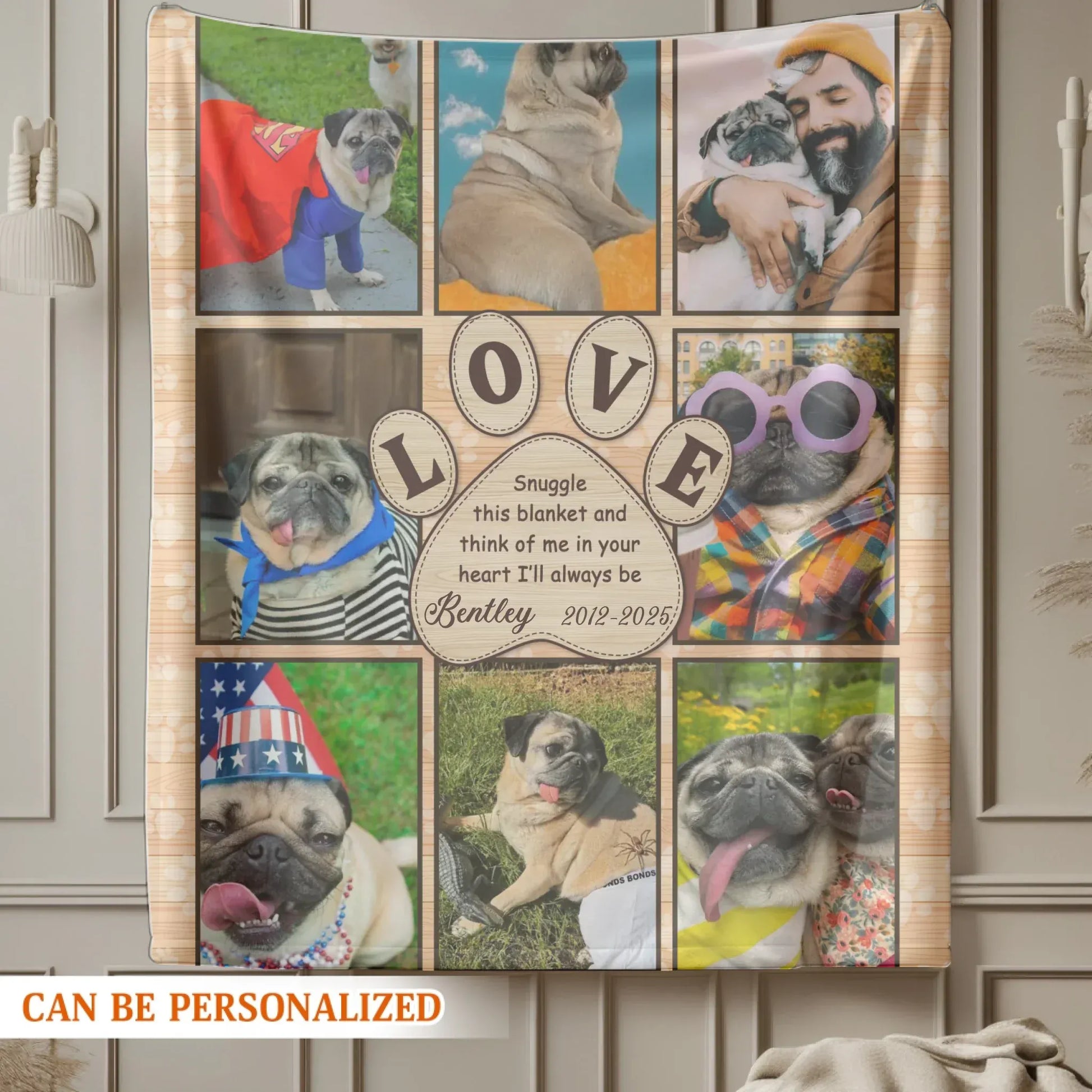 Personalized Blankets Snuggle This Blanket And Think Of Me - Personalized Pug Memorial Custom Blanket