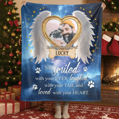 Personalized Blankets Blanket Custom KNT / White / 30x40in / 76x101cm You Loved With Your Heart - Personalized Dog Sympathy Photo Name Custom Galaxy Blanket