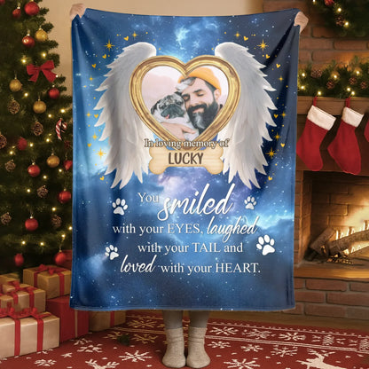 Personalized Blankets You Loved With Your Heart - Personalized Dog Sympathy Photo Name Custom Galaxy Blanket