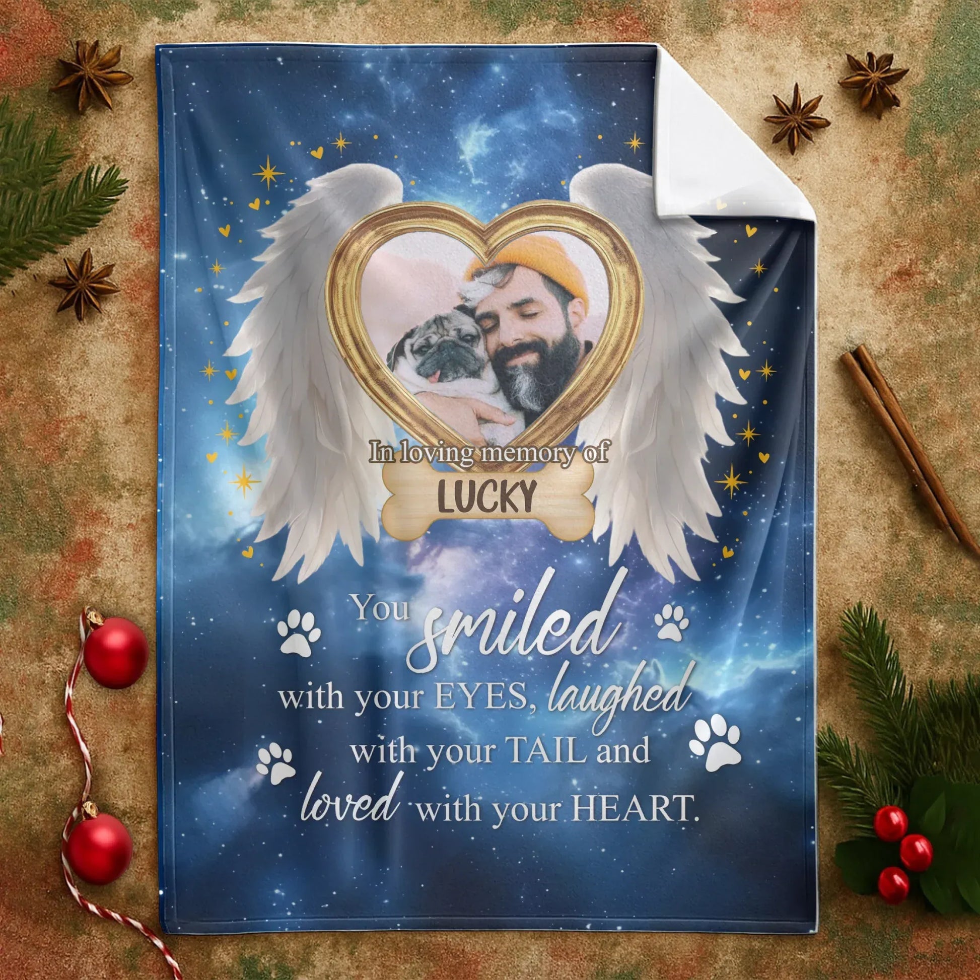 Personalized Blankets You Loved With Your Heart - Personalized Dog Sympathy Photo Name Custom Galaxy Blanket