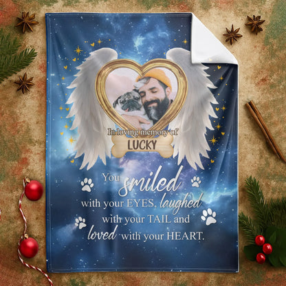 Personalized Blankets You Loved With Your Heart - Personalized Dog Sympathy Photo Name Custom Galaxy Blanket