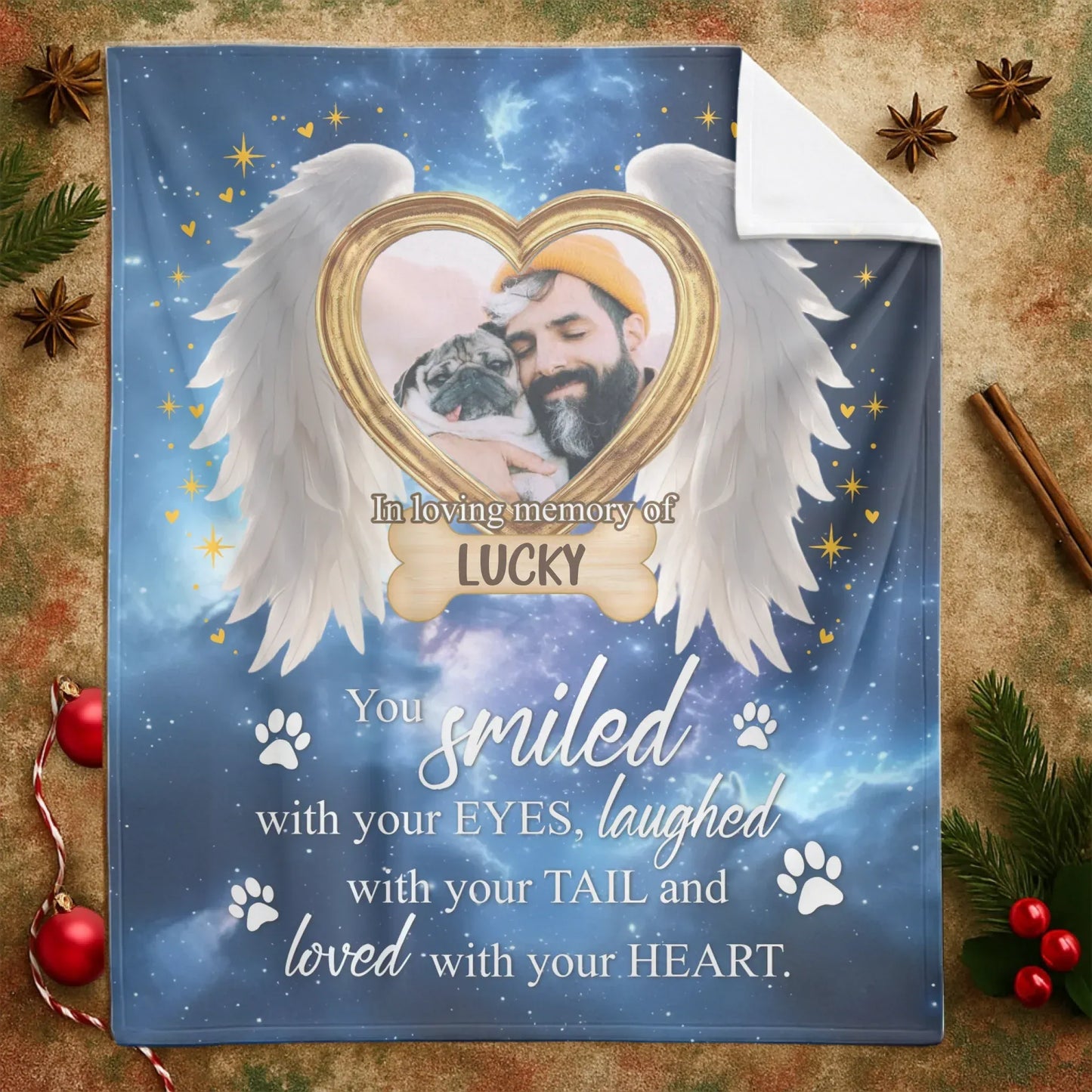 Personalized Blankets You Loved With Your Heart - Personalized Dog Sympathy Photo Name Custom Galaxy Blanket