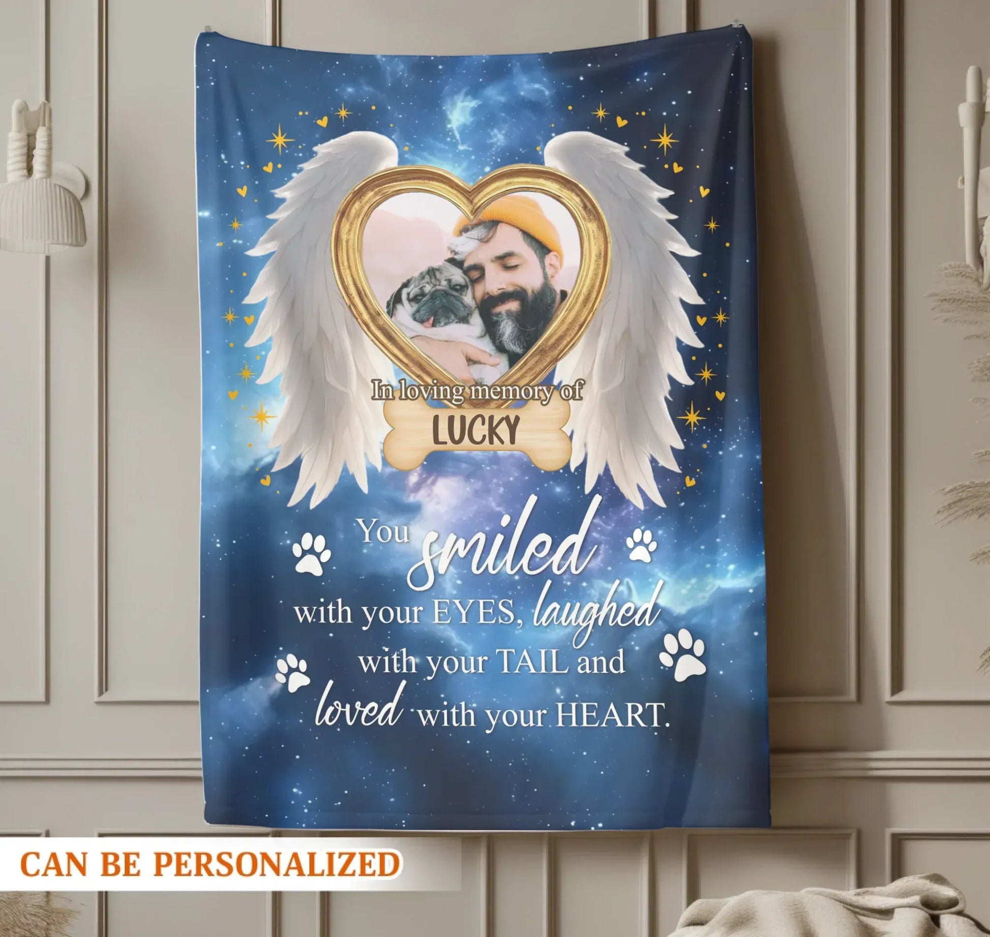 Personalized Blankets You Loved With Your Heart - Personalized Dog Sympathy Photo Name Custom Galaxy Blanket