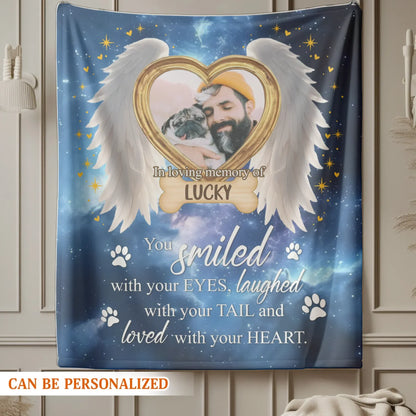 Personalized Blankets You Loved With Your Heart - Personalized Dog Sympathy Photo Name Custom Galaxy Blanket