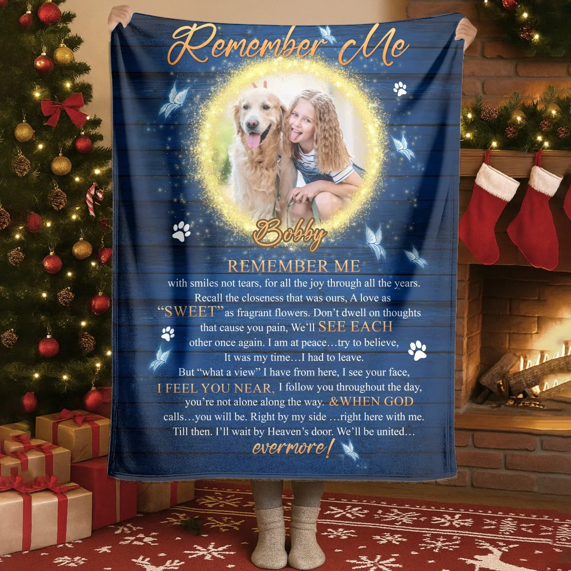 Personalized Blankets Remember Me With Smiles Not Tears - Personalized Dog Memorial Photo Custom Blanket