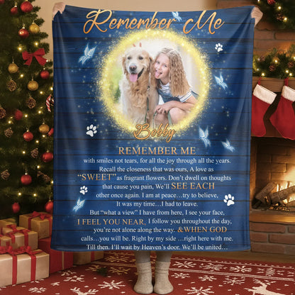 Personalized Blankets Blanket Custom KNT / White / 30x40in / 76x101cm Remember Me With Smiles Not Tears - Personalized Dog Memorial Photo Custom Blanket