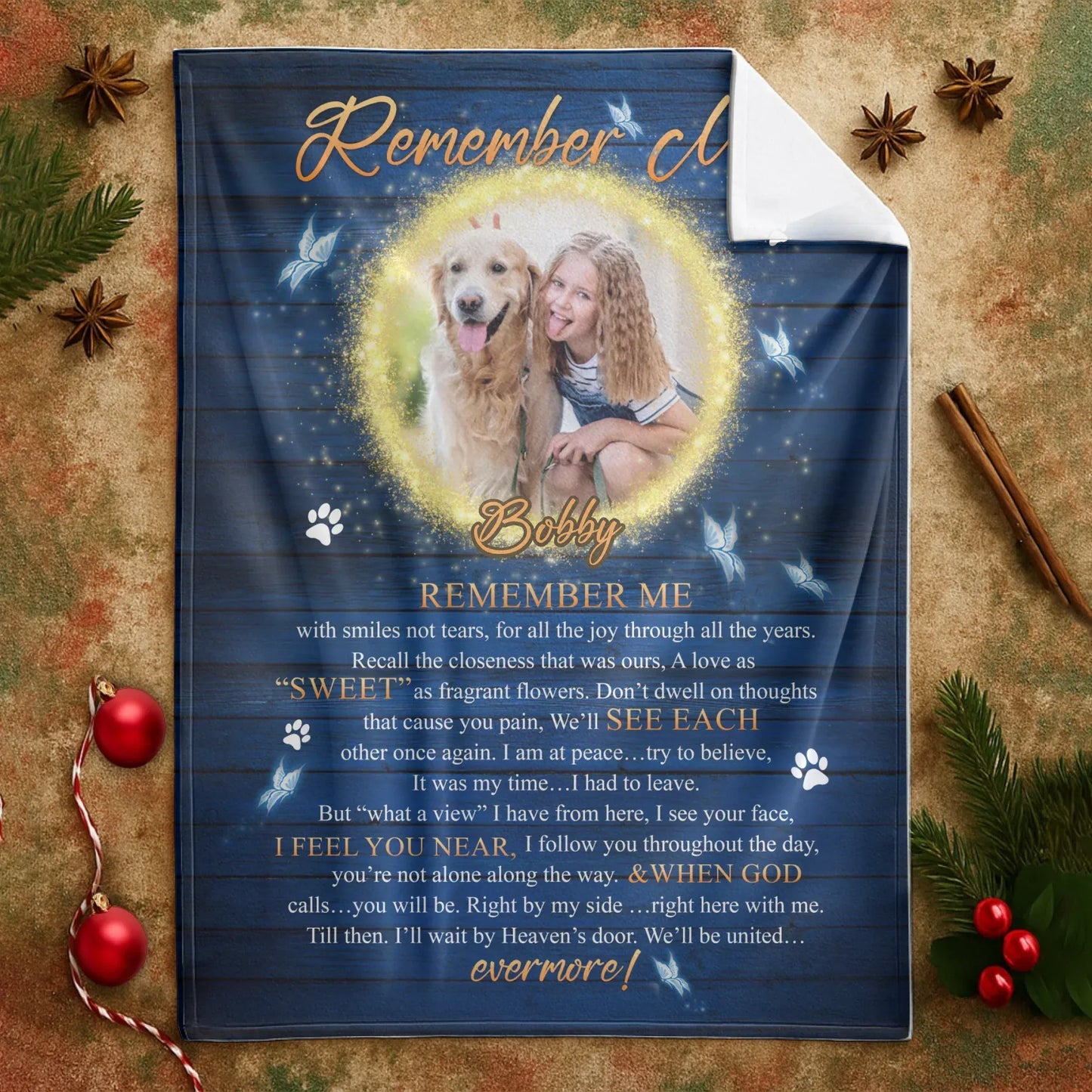 Personalized Blankets Remember Me With Smiles Not Tears - Personalized Dog Memorial Photo Custom Blanket
