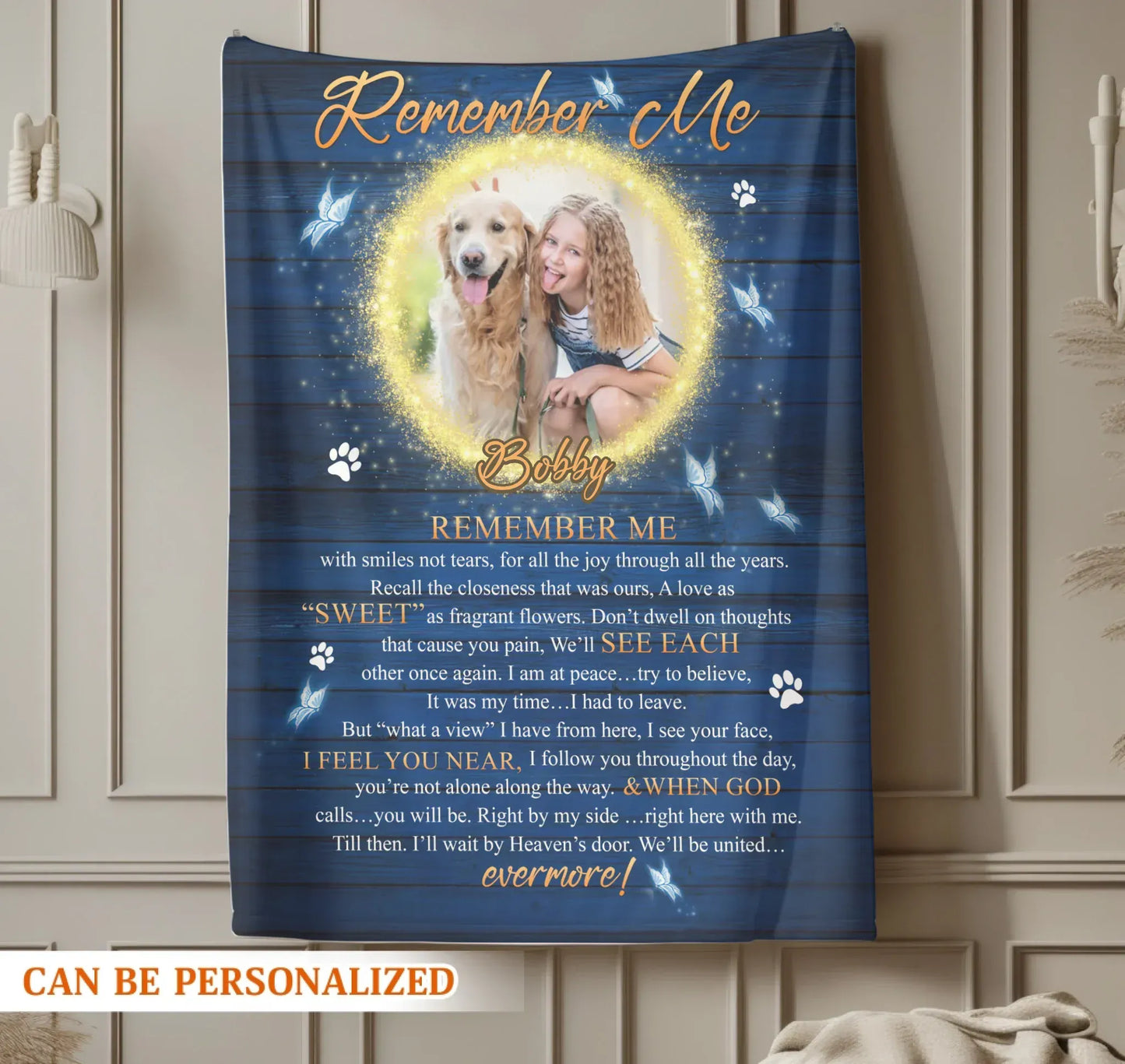 Personalized Blankets Remember Me With Smiles Not Tears - Personalized Dog Memorial Photo Custom Blanket