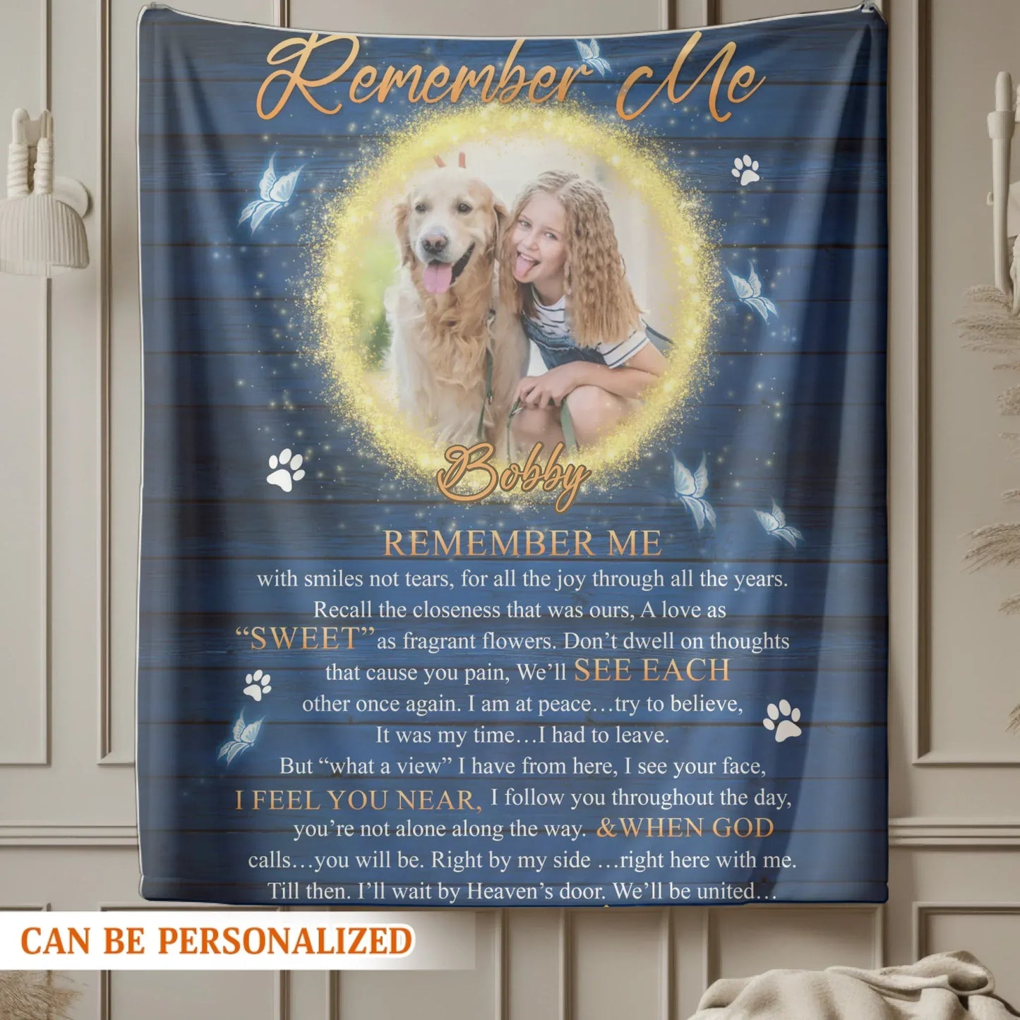 Personalized Blankets Remember Me With Smiles Not Tears - Personalized Dog Memorial Photo Custom Blanket