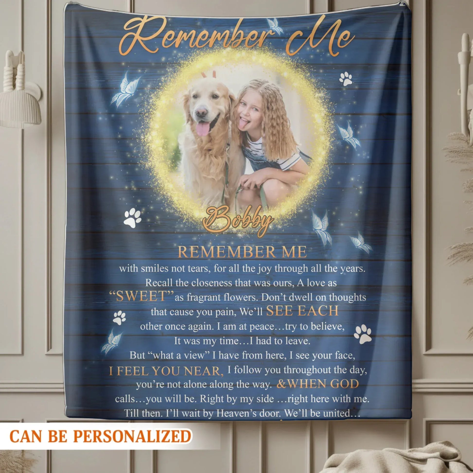 Personalized Blankets Remember Me With Smiles Not Tears - Personalized Dog Memorial Photo Custom Blanket