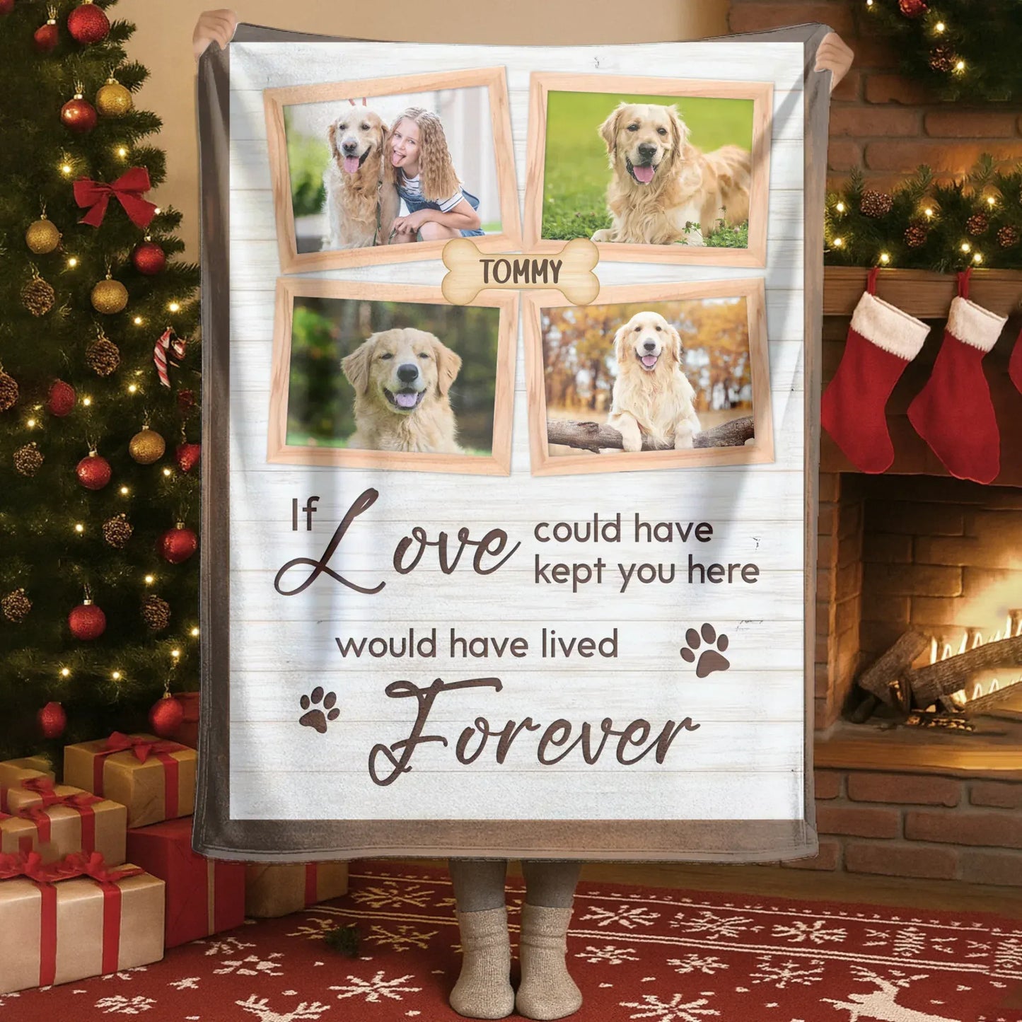 Personalized Blankets If Love Could Have Kept You Here - Personalized Dog Memorial Photo Custom Blanket