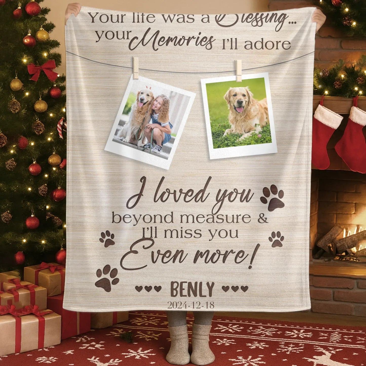 Personalized Blankets Blanket Custom KNT / White / 30x40in / 76x101cm Your Life Was A Blessing - Personalized Dog Memorial Photo Custom Blanket