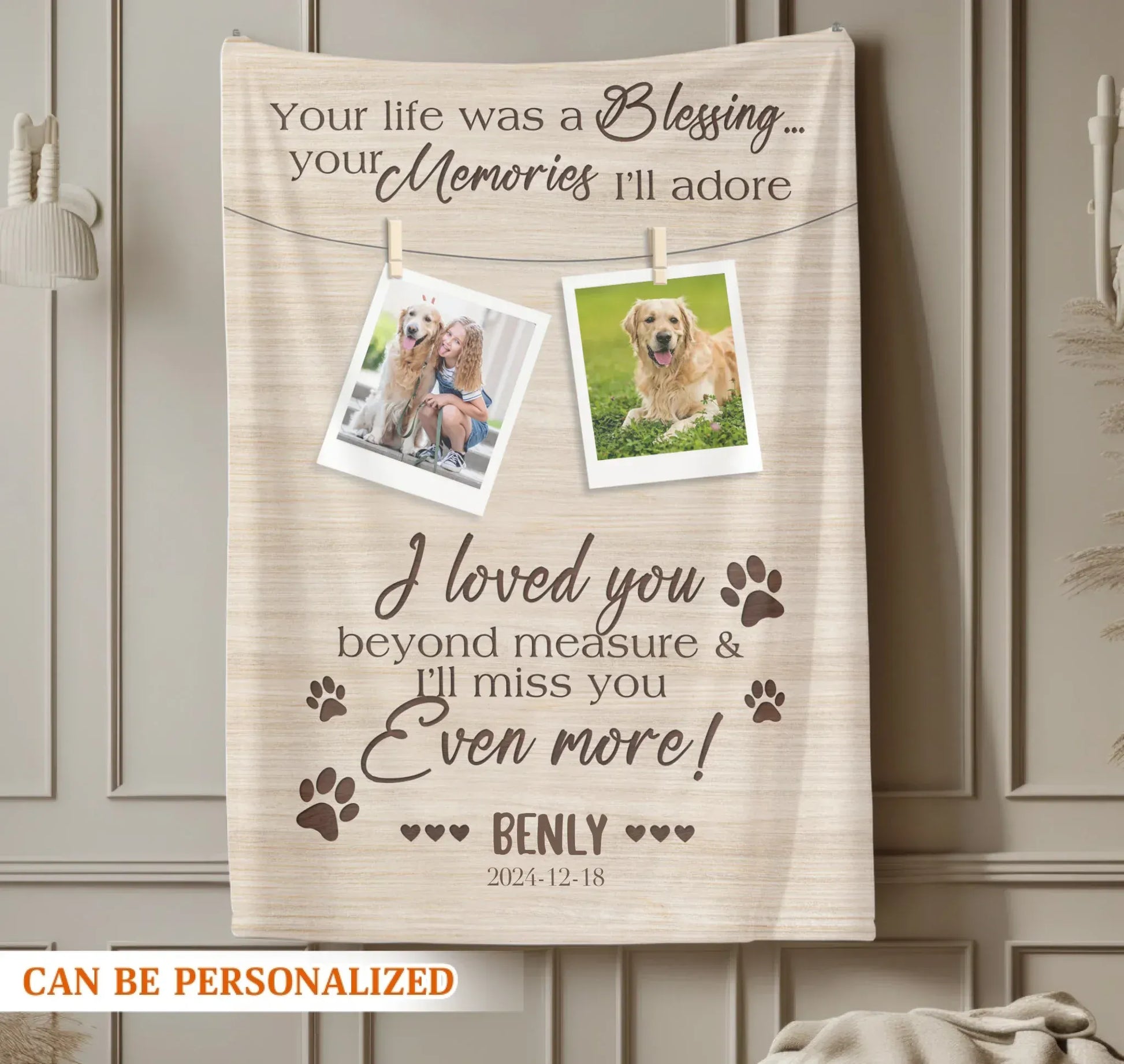 Personalized Blankets Your Life Was A Blessing - Personalized Dog Memorial Photo Custom Blanket