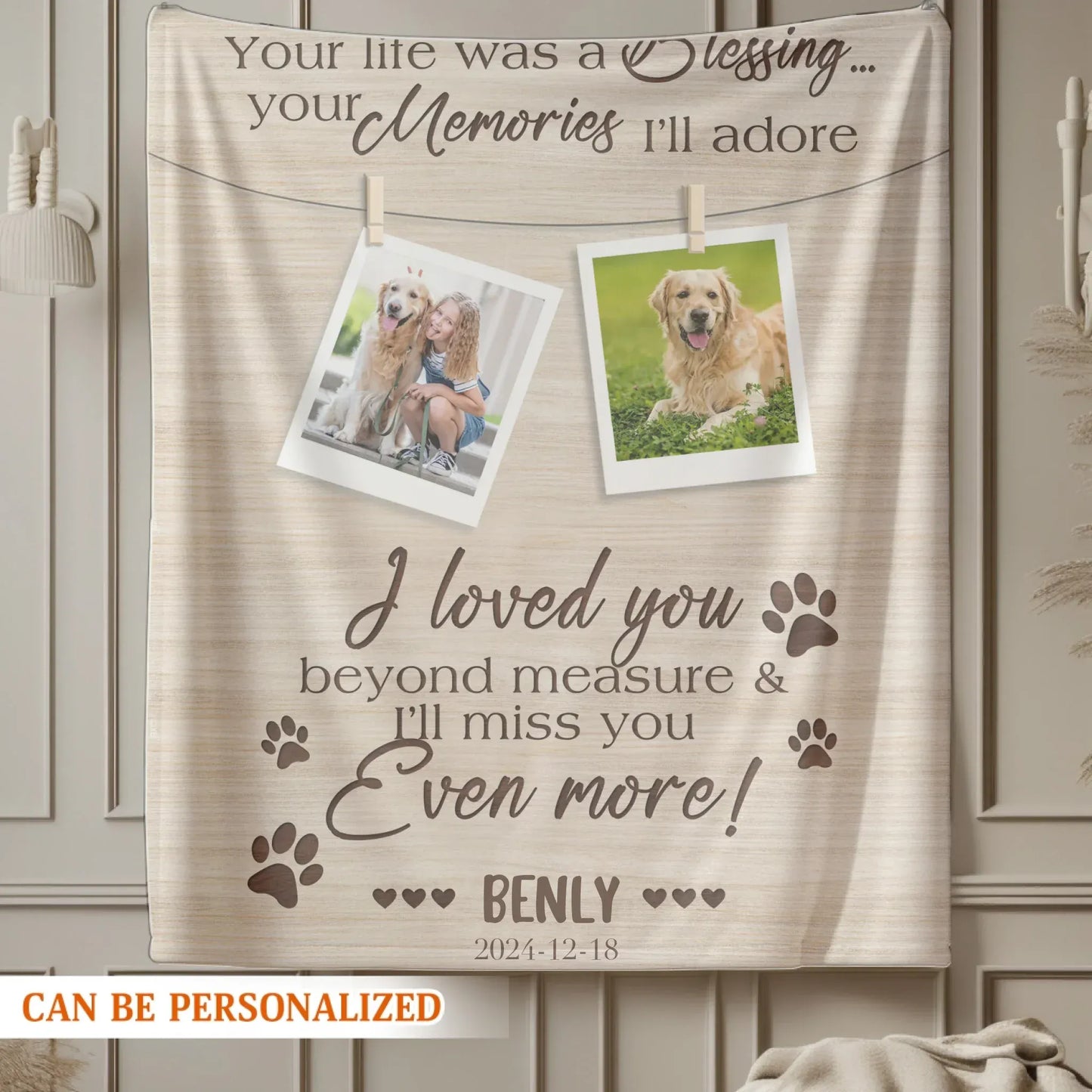 Personalized Blankets Your Life Was A Blessing - Personalized Dog Memorial Photo Custom Blanket
