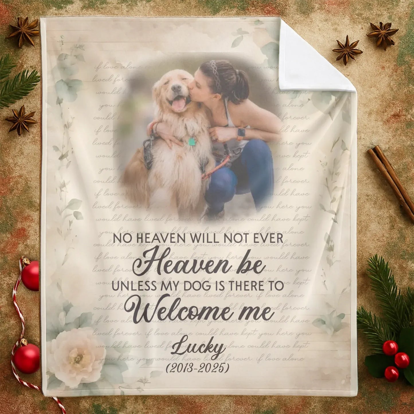 Personalized Blankets No Heaven Will Not Ever Heaven Be - Personalized Dog Memorial Photo Custom Blanket