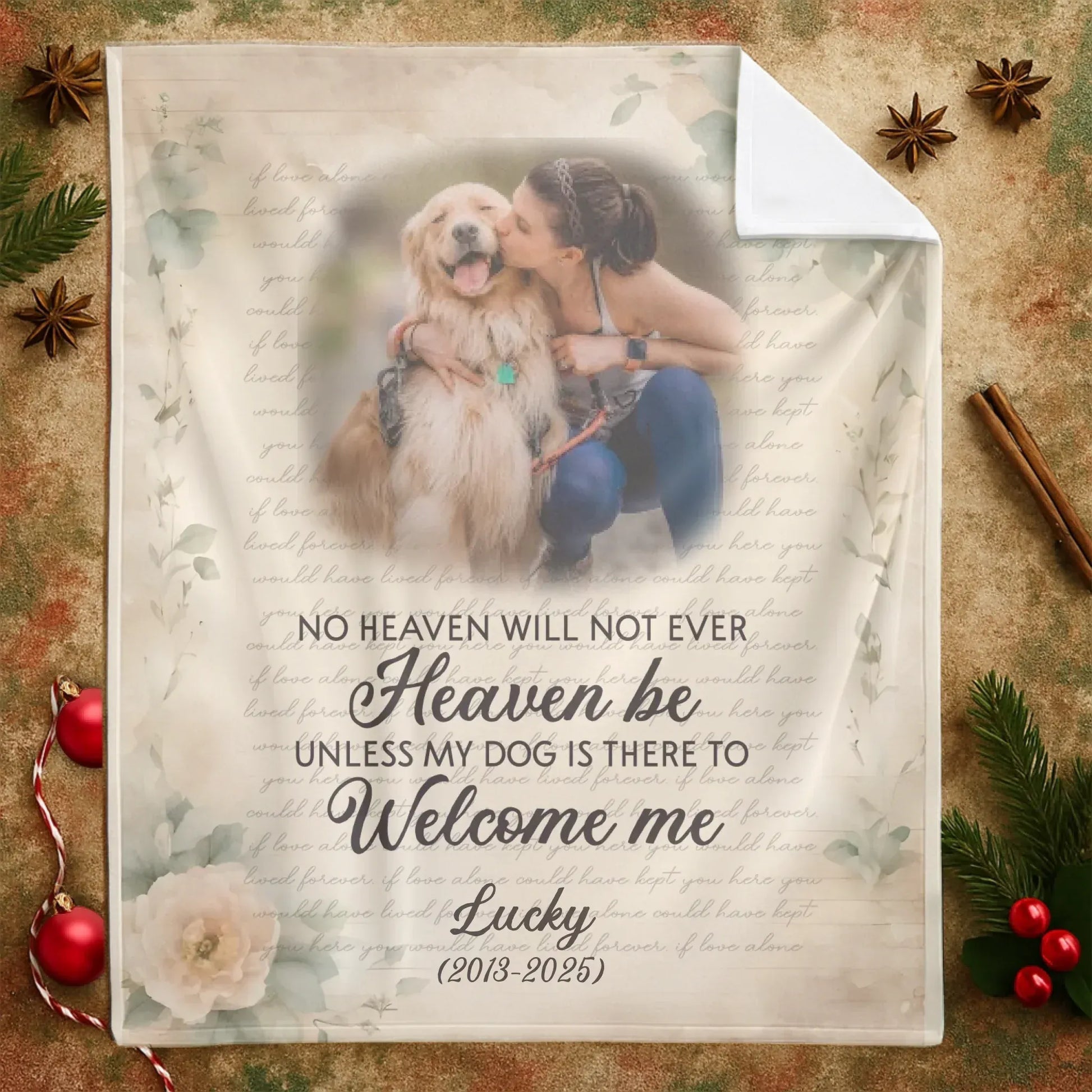 Personalized Blankets No Heaven Will Not Ever Heaven Be - Personalized Dog Memorial Photo Custom Blanket