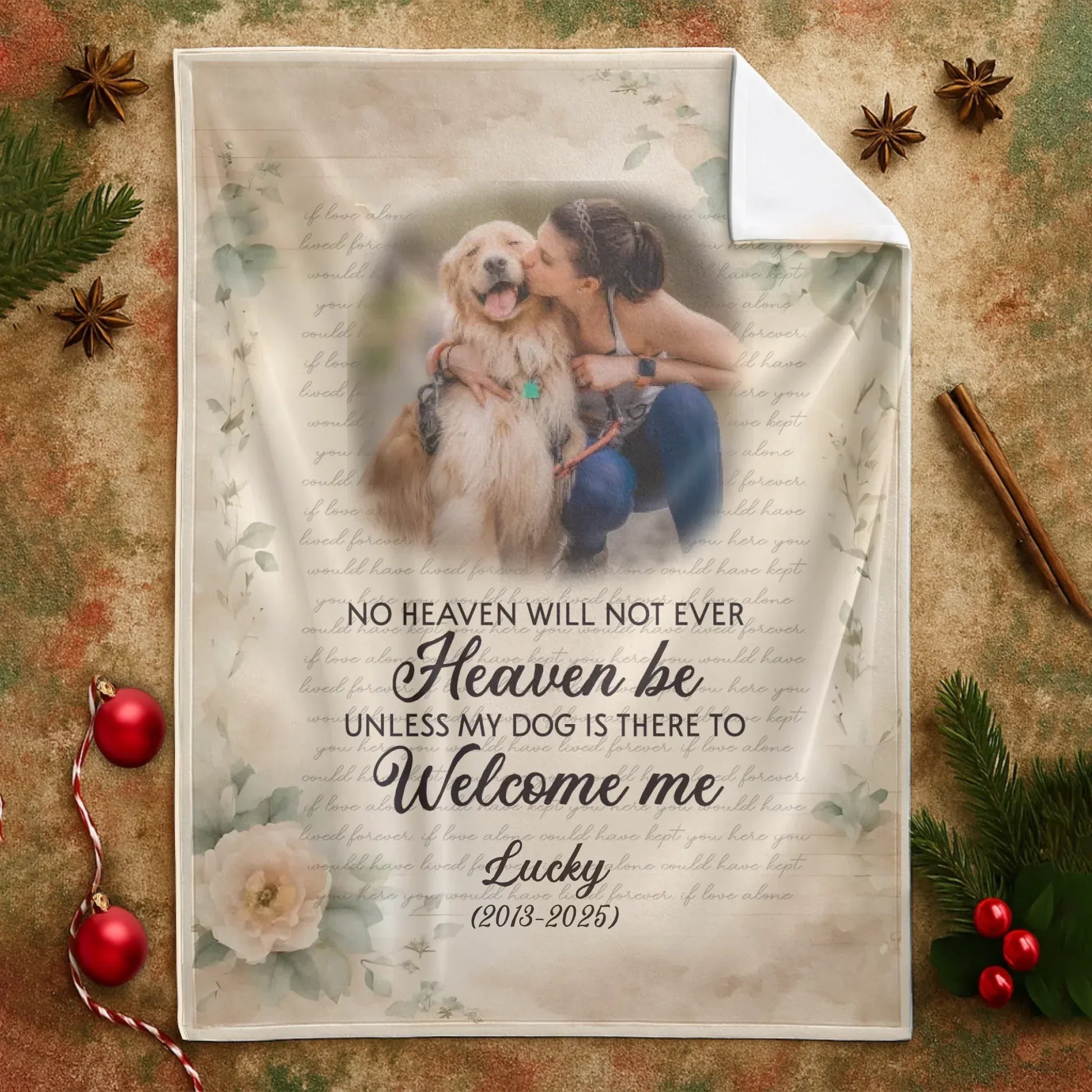 Personalized Blankets No Heaven Will Not Ever Heaven Be - Personalized Dog Memorial Photo Custom Blanket