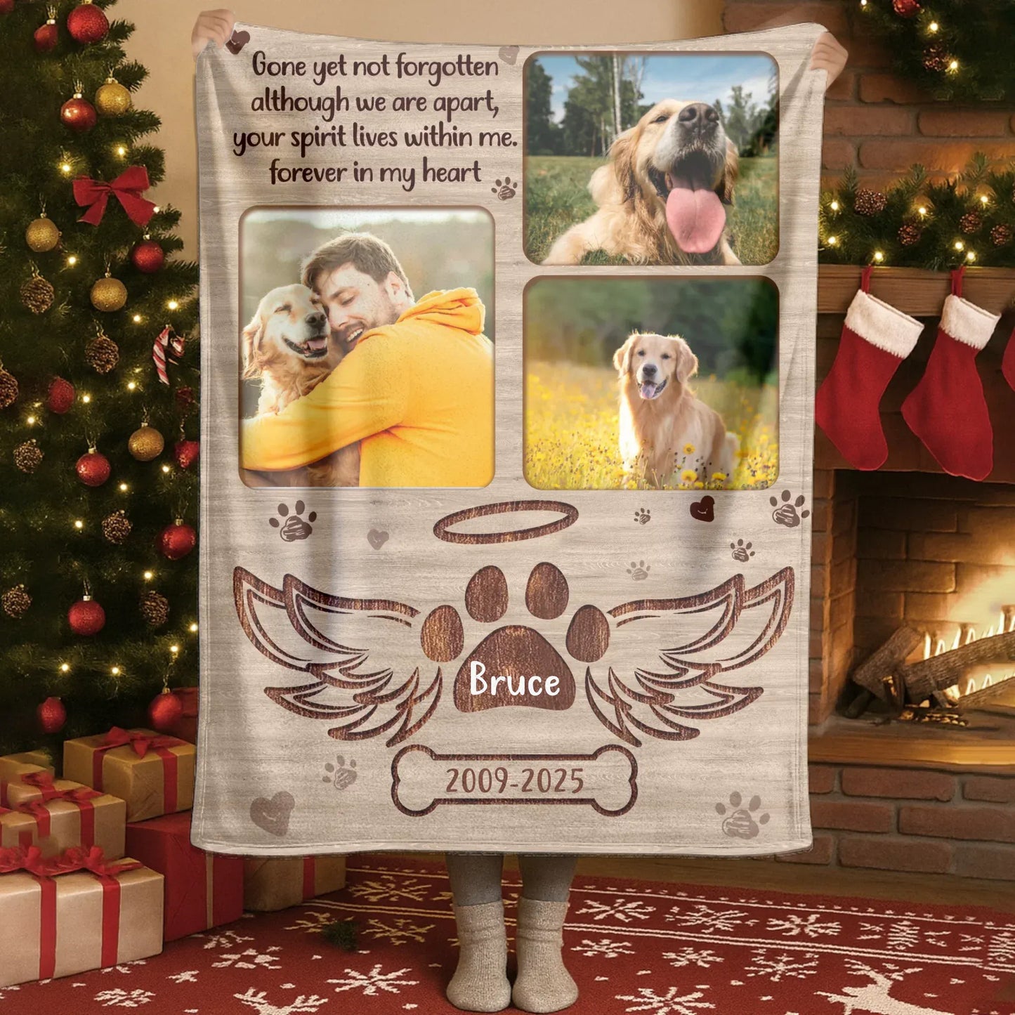 Personalized Blankets Gone Yet Not Forgotten - Personalized Pet Loss Photo Name & Year Custom Blanket