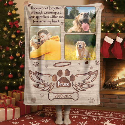 Personalized Blankets Gone Yet Not Forgotten - Personalized Pet Loss Photo Name & Year Custom Blanket