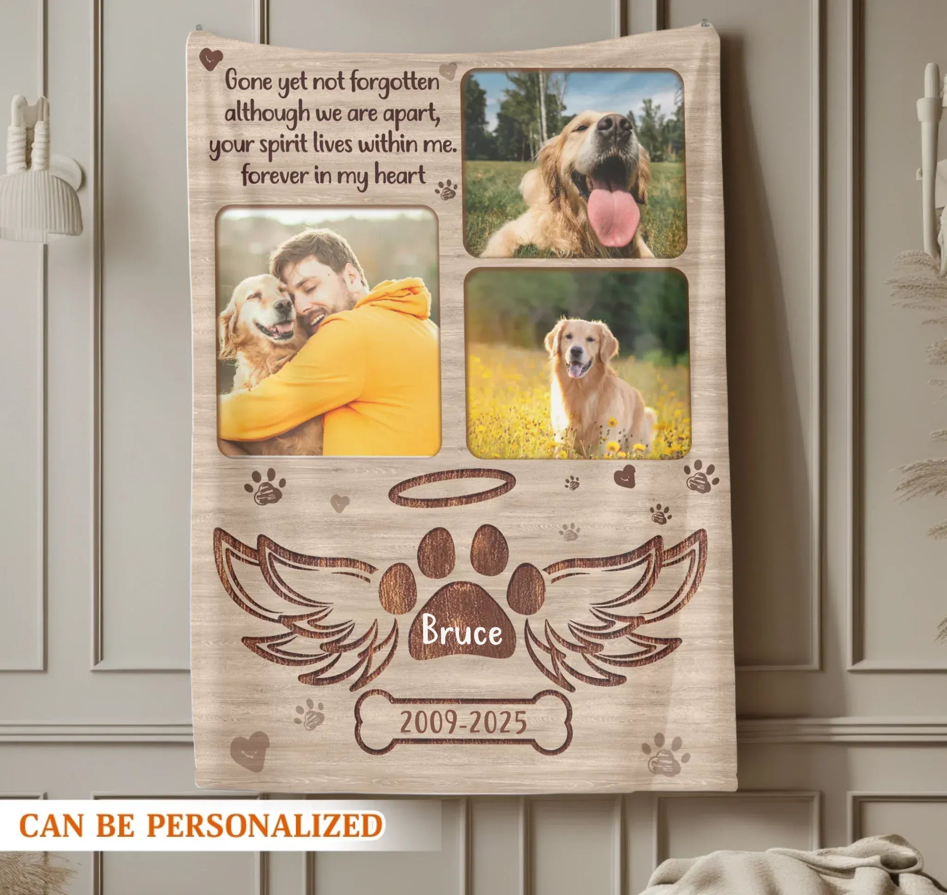 Personalized Blankets Gone Yet Not Forgotten - Personalized Pet Loss Photo Name & Year Custom Blanket