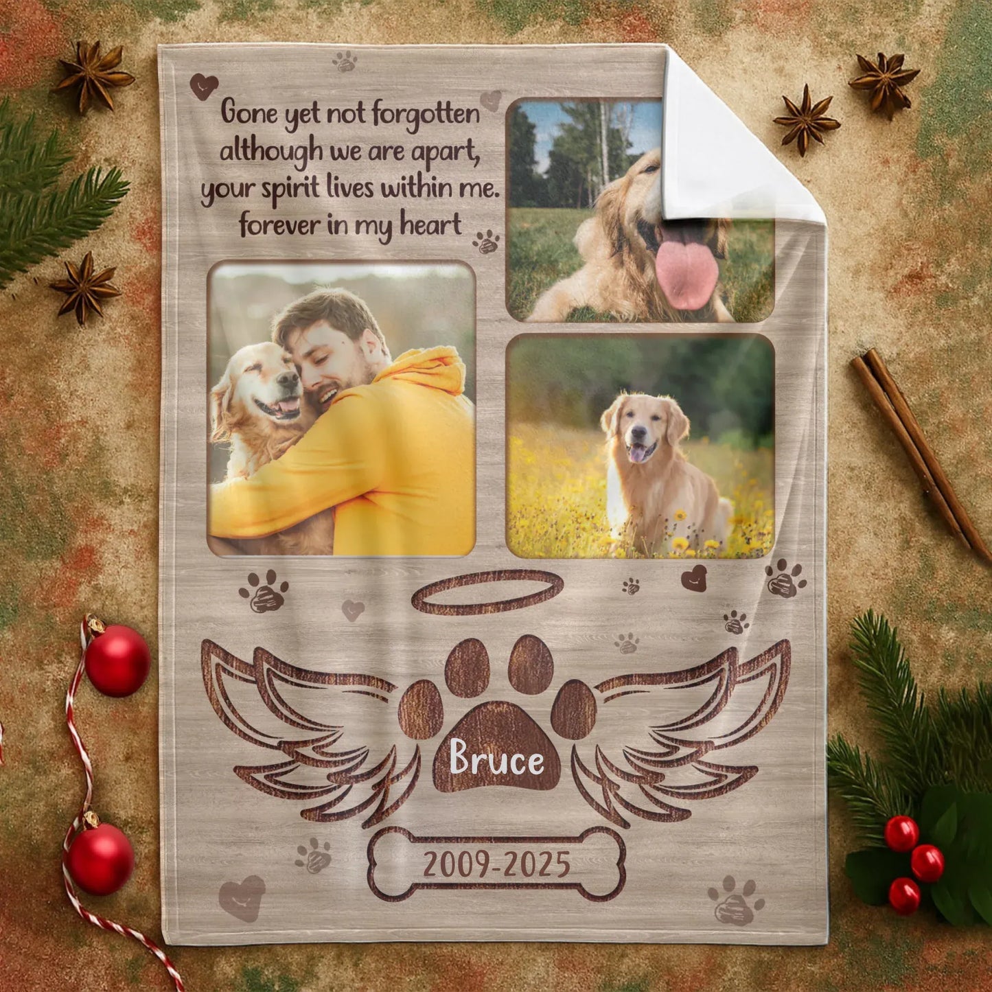 Personalized Blankets Gone Yet Not Forgotten - Personalized Pet Loss Photo Name & Year Custom Blanket