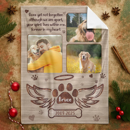 Personalized Blankets Gone Yet Not Forgotten - Personalized Pet Loss Photo Name & Year Custom Blanket