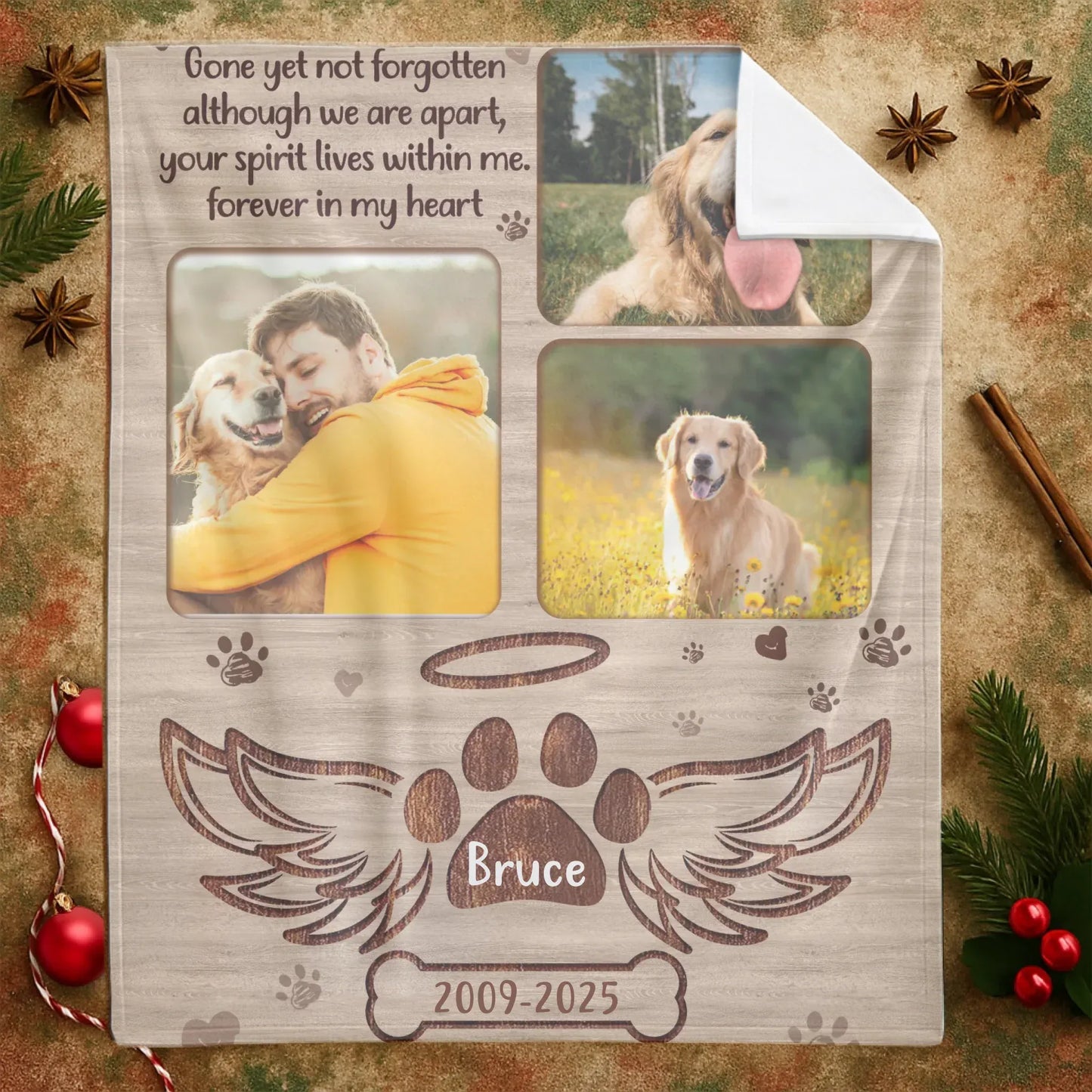 Personalized Blankets Gone Yet Not Forgotten - Personalized Pet Loss Photo Name & Year Custom Blanket