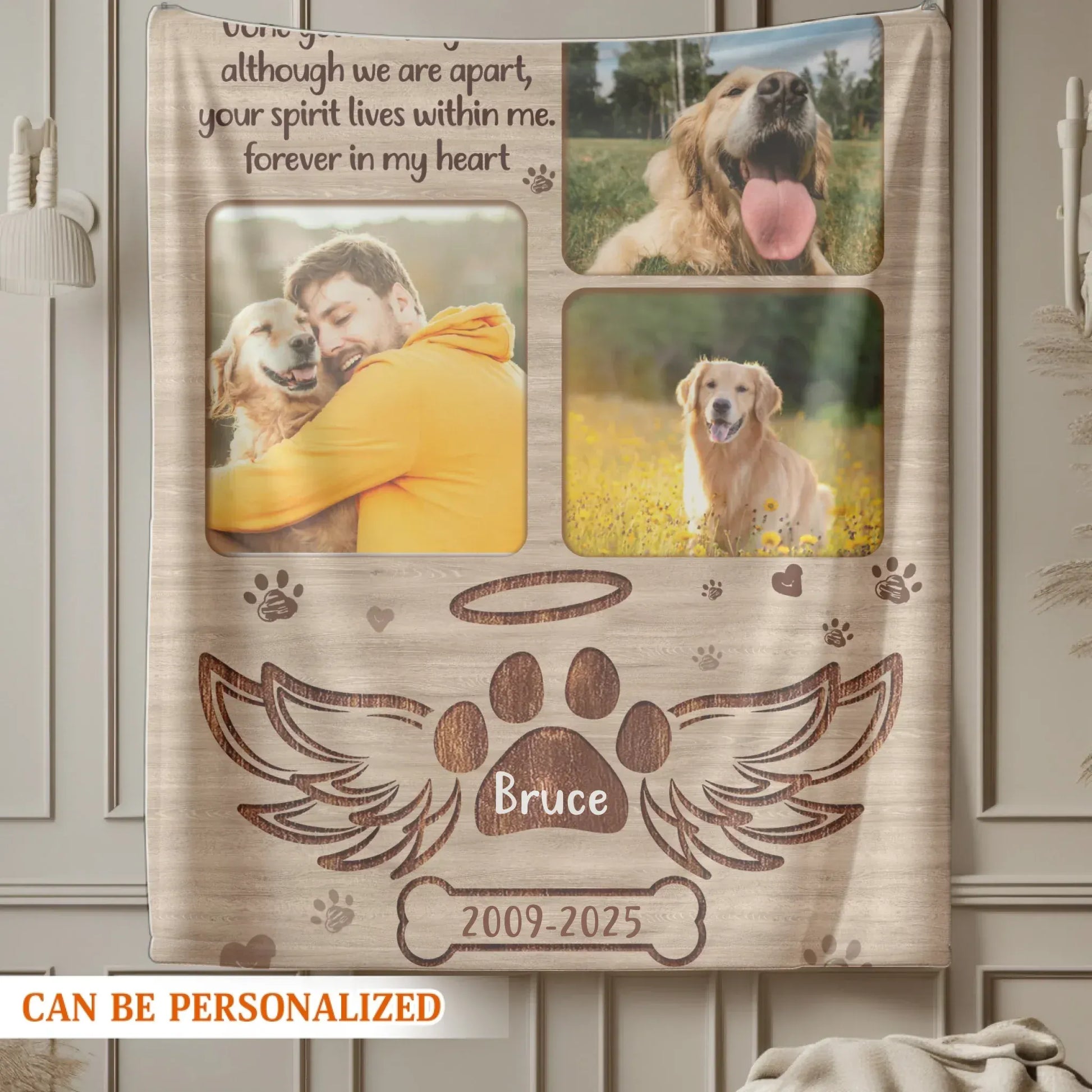 Personalized Blankets Gone Yet Not Forgotten - Personalized Pet Loss Photo Name & Year Custom Blanket