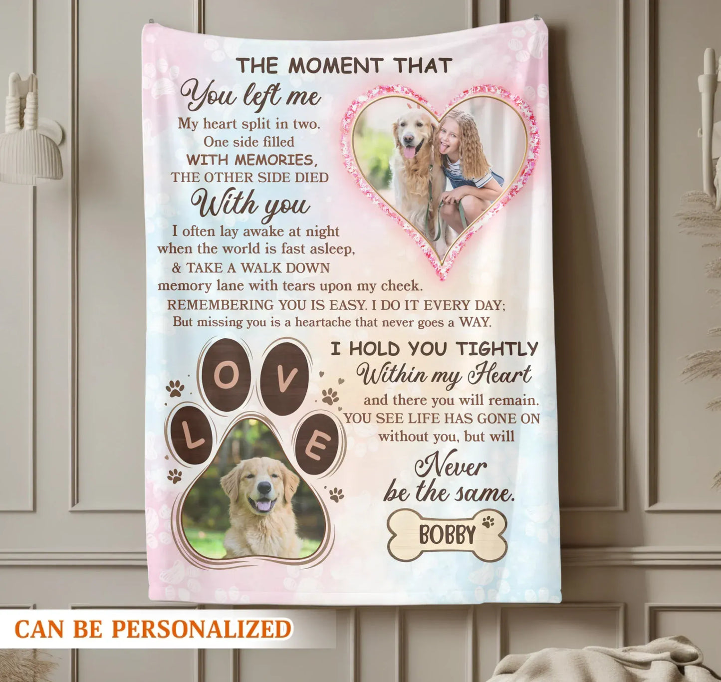 Personalized Blankets The Moment That You Left Me – Personalized Pet Loss Poem Custom Cozy Blanket