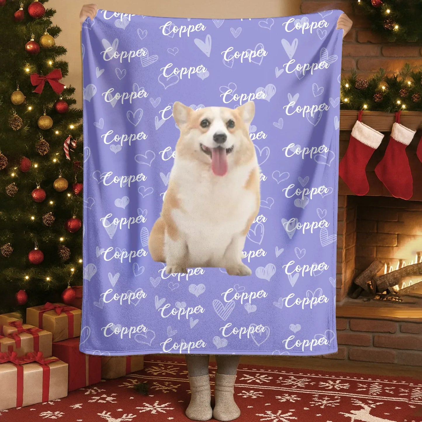 Personalized Blankets My Best Friend's Name – Personalized Dog Photo Name Repeat Pattern Blanket