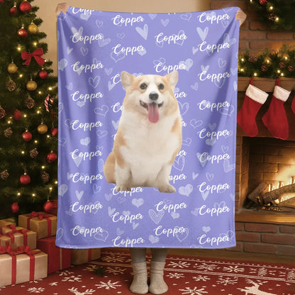 Personalized Blankets My Best Friend's Name – Personalized Dog Photo Name Repeat Pattern Blanket