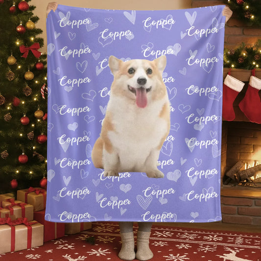 Personalized Blankets Blanket Custom KNT / White / 30x40in / 76x101cm My Best Friend's Name – Personalized Dog Photo Name Repeat Pattern Blanket