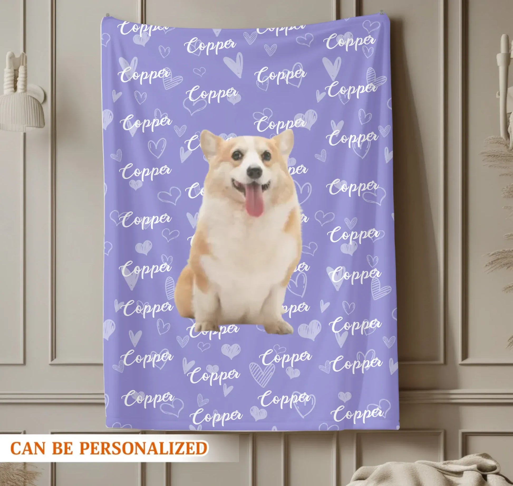 Personalized Blankets My Best Friend's Name – Personalized Dog Photo Name Repeat Pattern Blanket