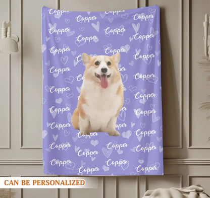 Personalized Blankets My Best Friend's Name – Personalized Dog Photo Name Repeat Pattern Blanket