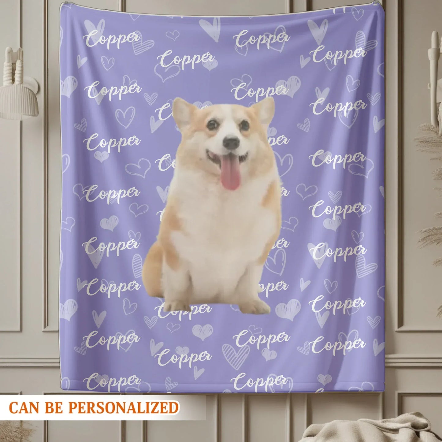 Personalized Blankets My Best Friend's Name – Personalized Dog Photo Name Repeat Pattern Blanket