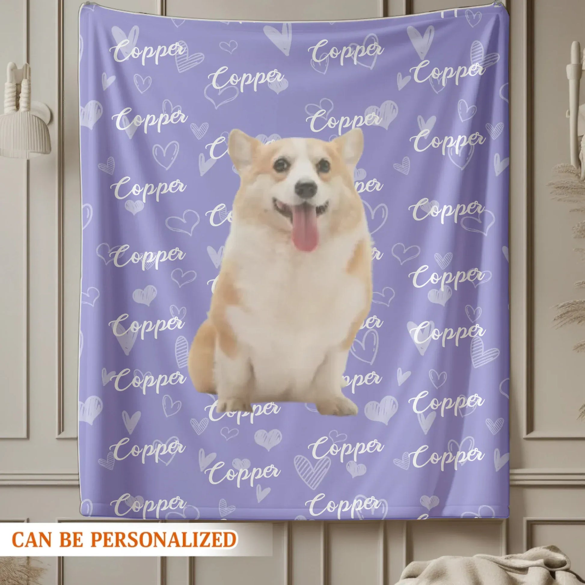 Personalized Blankets My Best Friend's Name – Personalized Dog Photo Name Repeat Pattern Blanket