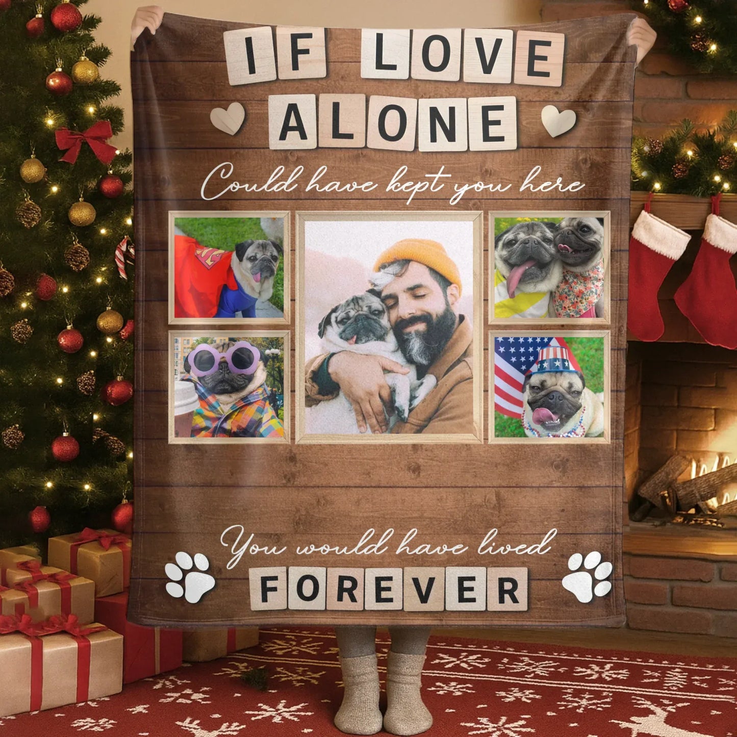 Personalized Blankets Blanket Custom KNT / White / 30x40in / 76x101cm If Love Alone Could Have Kept You Here – Personalized Dog Memorial Quote Custom Blanket