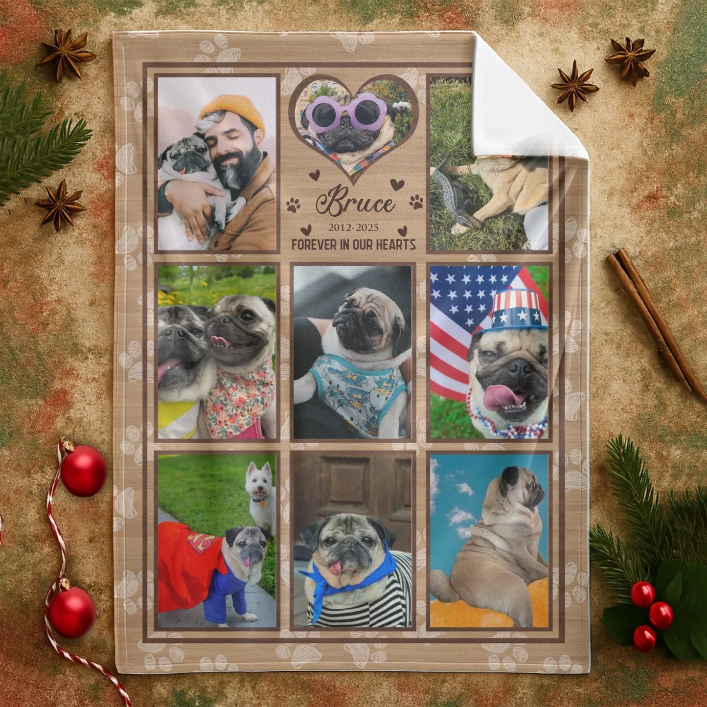 Personalized Blankets Forever In Our Hearts – Personalized Dog Memorial Photo Collage Custom Blanket