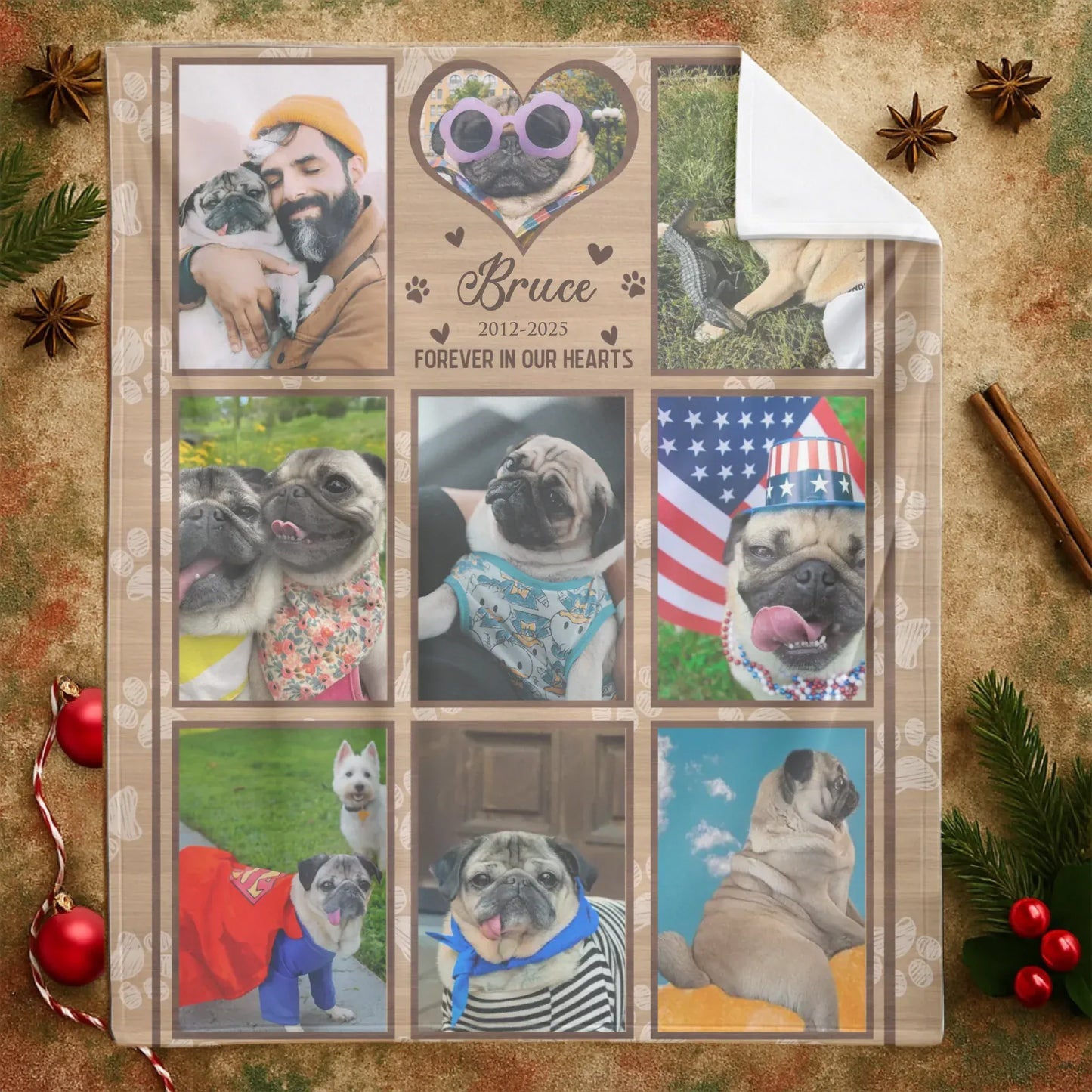 Personalized Blankets Forever In Our Hearts – Personalized Dog Memorial Photo Collage Custom Blanket