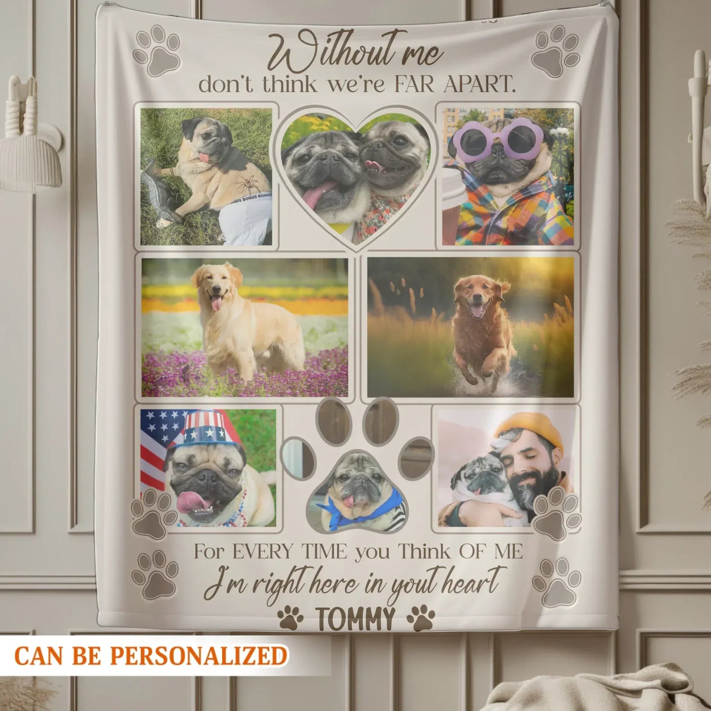 Personalized Blankets When Tomorrow Starts Without Me – Personalized Pet Loss 7-Photo Name Custom Blanket