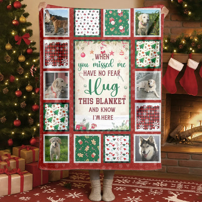 Personalized Blankets Hug This Blanket And Know I'm Here - Personalized Pet Memorial Photo Grid Christmas Custom Blanket