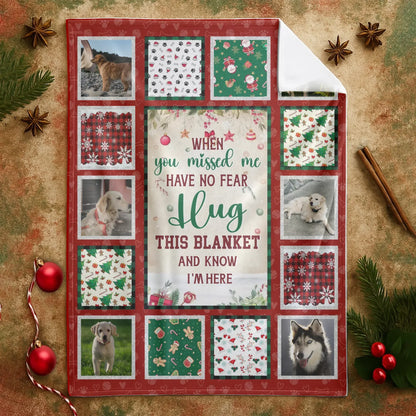 Personalized Blankets Hug This Blanket And Know I'm Here - Personalized Pet Memorial Photo Grid Christmas Custom Blanket