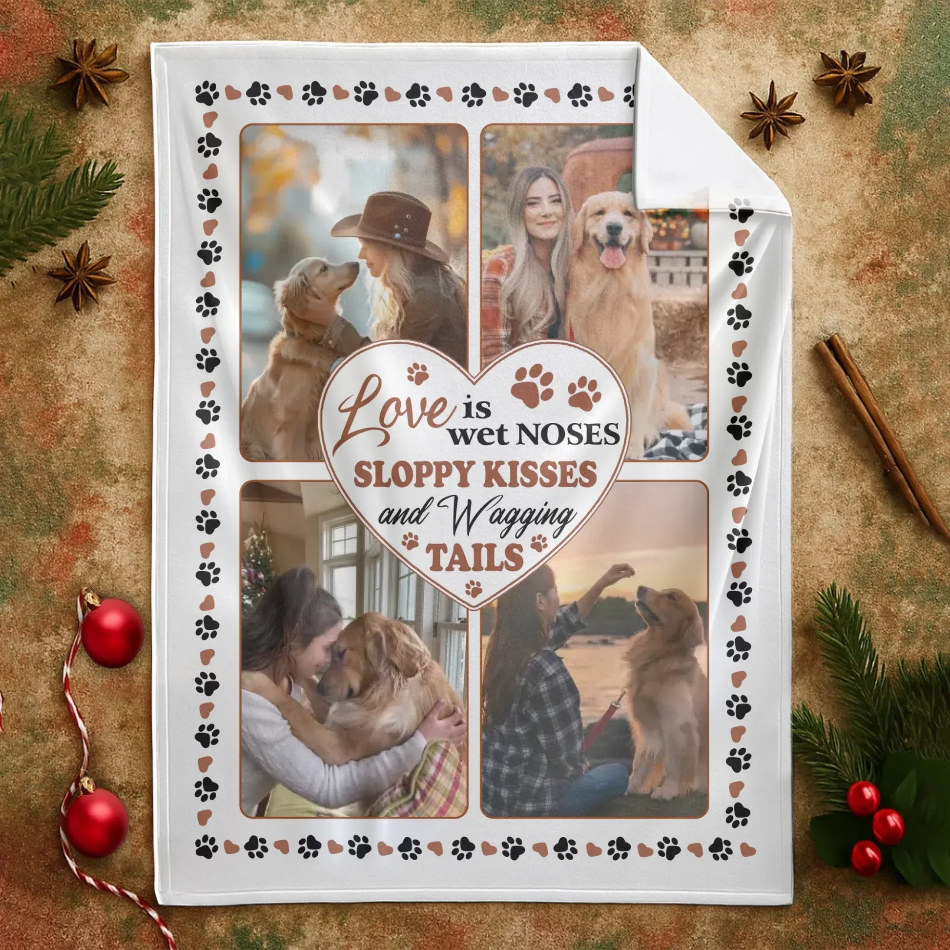 Personalized Blankets Love Is Wet Noses And Wagging Tails – Personalized Dog Owner Photo Custom Blanket