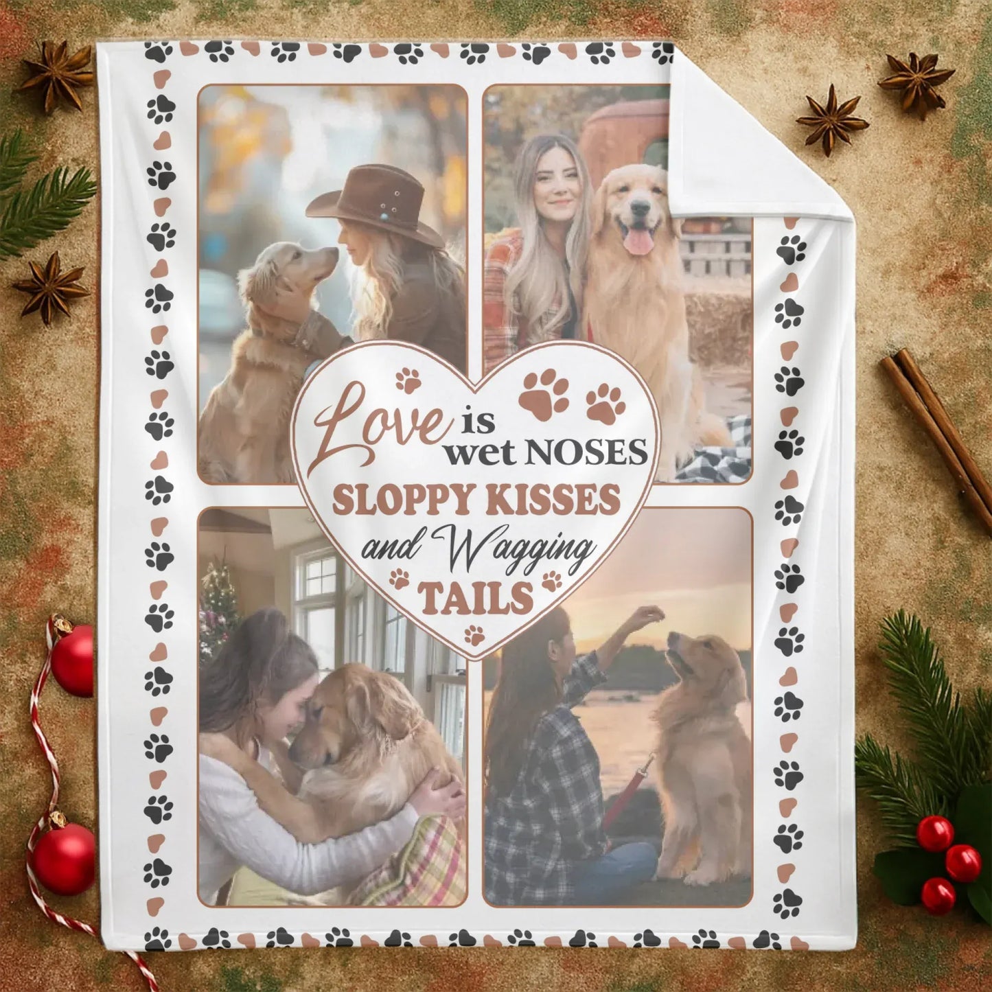 Personalized Blankets Love Is Wet Noses And Wagging Tails – Personalized Dog Owner Photo Custom Blanket