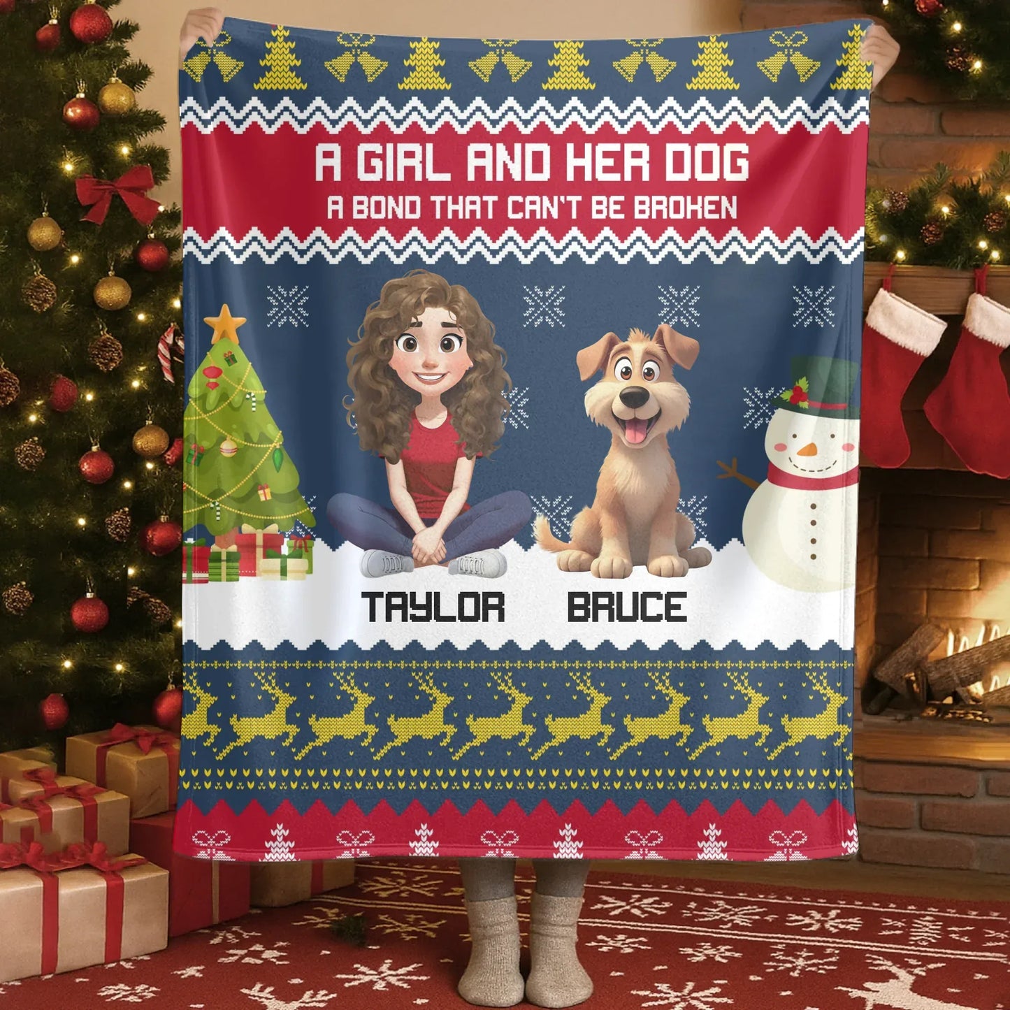 Blanket Custom KNT / White / 50x60in / 127x152cm A Bond That Can't Be Broken - Personalized Christmas Dog Mom Blanket